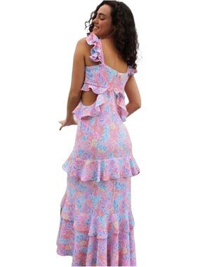 Simply Southern Pineapple & Palm Pink Ruffle Dress
